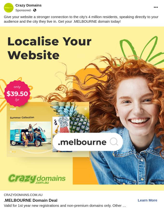 .MELBOURNE Domain Name Registration | CrazyDomains.com.au