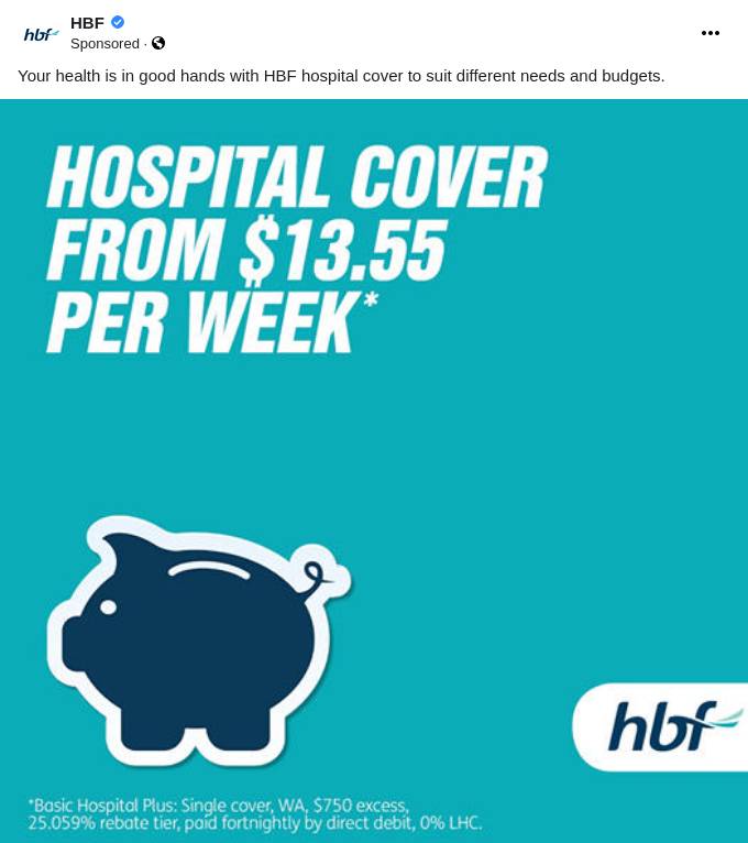 HBF Basic Hospital Plus Low Cost Hospital Cover Ad