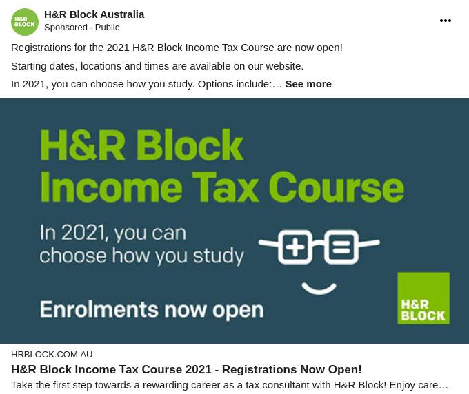 Tax Course 2021 Registrations Now Open! H&R Block Ad Bigdatr