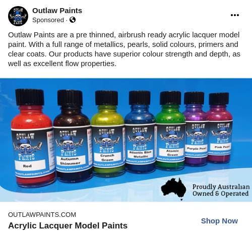 Acrylic Lacquer Model Paint, Outlaw Paints