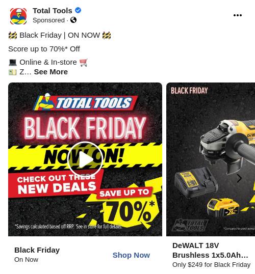 Black Friday Deals Total Tools Ad