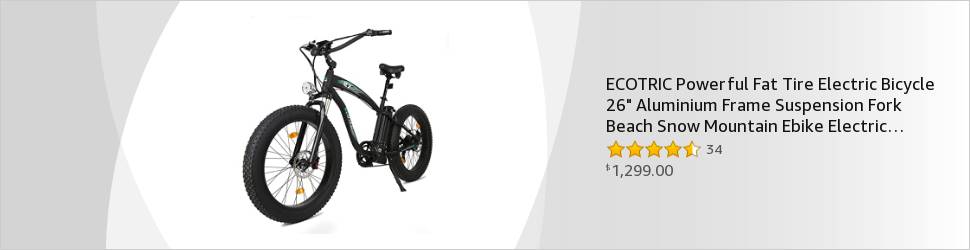 ECOTRIC Powerful Fat Tire Electric Bicycle 26 Aluminium Frame Suspension Fork Beach Snow Mountain Ebike Electric Bicycle 1000W Motor 48V 13AH Removable Lithium Battery 