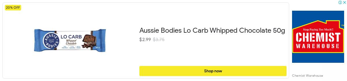 Buy Aussie Bodies Lo Carb Whipped Chocolate 50g Online At Chemist Warehouse Ad