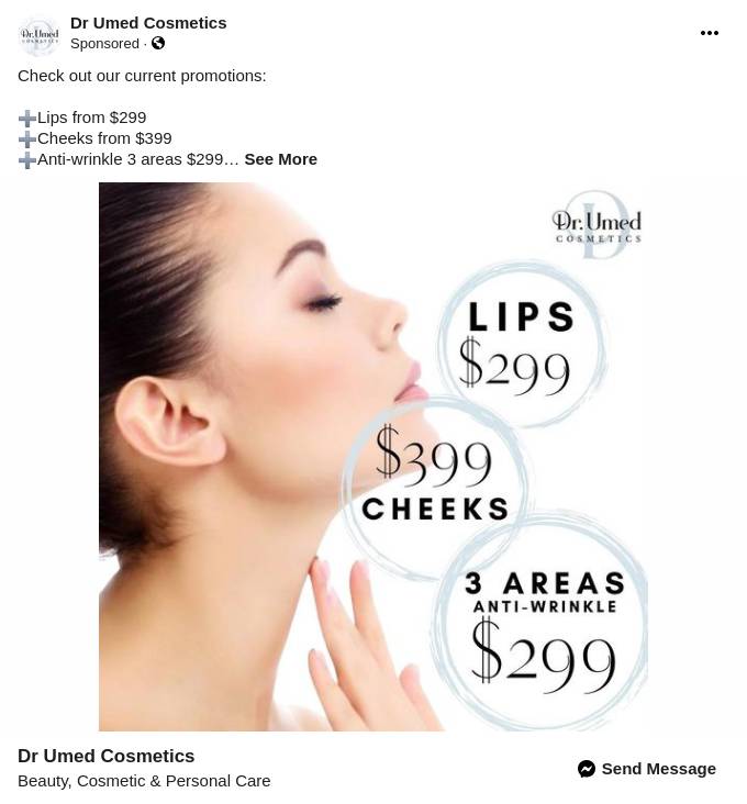 ‎Dr Umed Cosmetics FB page Ad Bigdatr