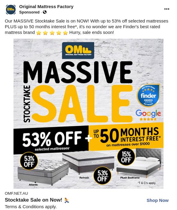 Original Mattress Factory (OMF) Our Range Ad Bigdatr