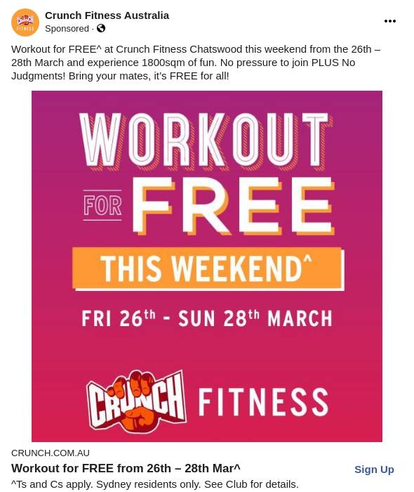 Chatswood Gym & Personal Training Crunch Fitness Ad