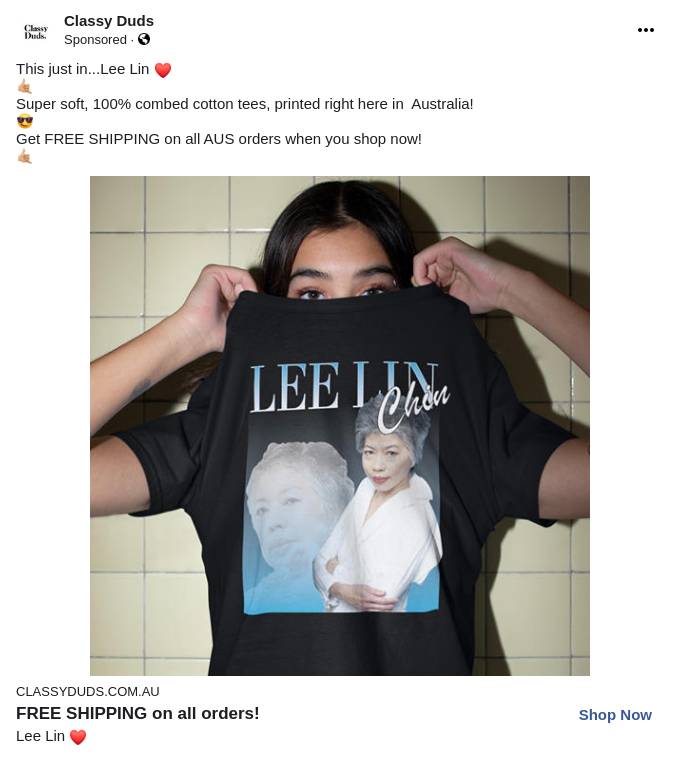 Lee Lin Chin Commemorative Classic Tee Ad