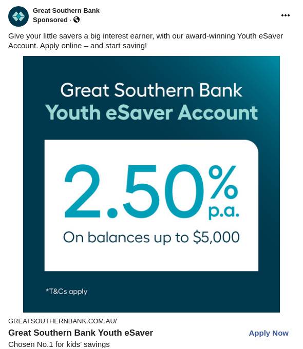 Youth eSaver Account 0 Fees Great Southern Bank Ad Bigdatr