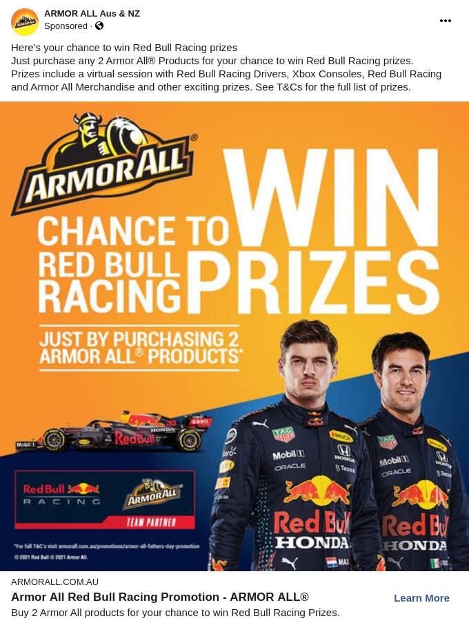 Armor All Red Bull Racing Promotion ARMOR ALL® Ad BigDatr