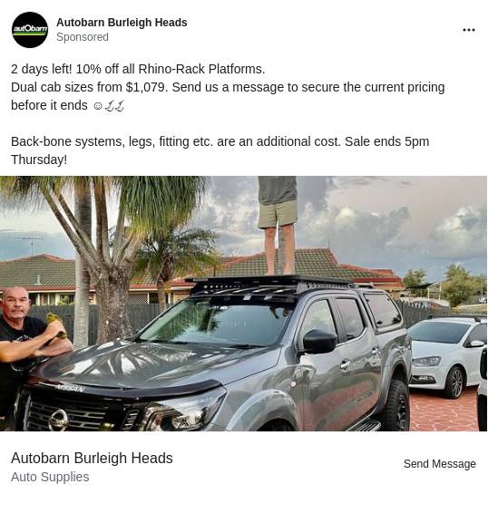Autobarn Burleigh Heads FB page Ad - Bigdatr