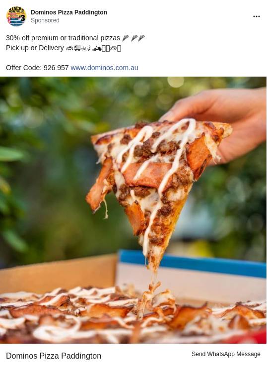 Domino's Order Pizza Delivery Online Food Delivery & Takeaway Ad Bigdatr