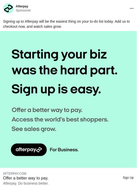 For Retailers Get new customers with Afterpay Ad