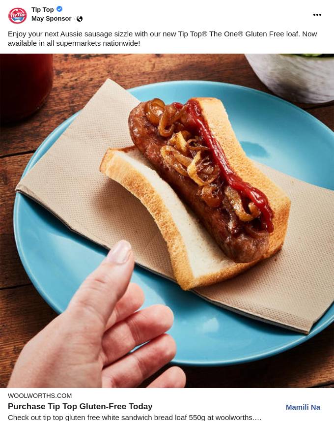 Tip Top Gluten Free White Sandwich Bread Loaf 550g Woolworths Ad