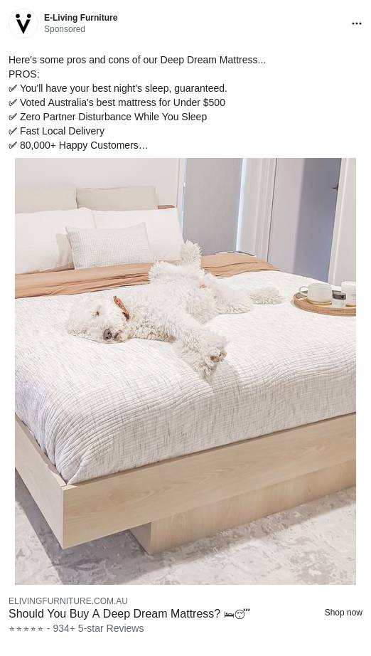 Deep Dream Mattress ND Eliving Furniture Ad Bigdatr