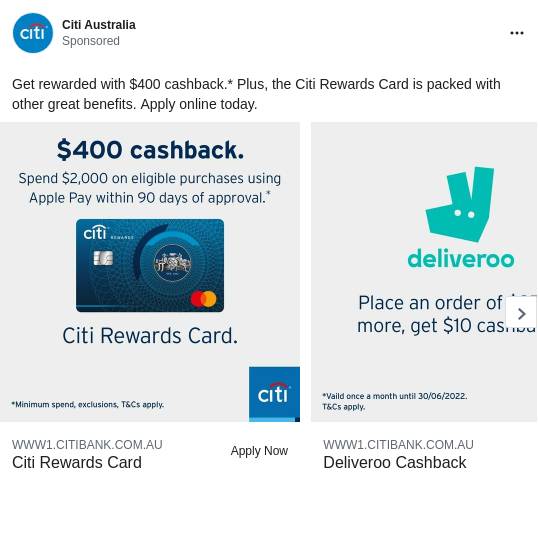 Citi Rewards Credit Card Cashback Offer Citi Australia Ad Bigdatr