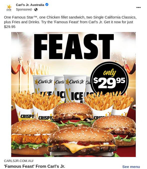 Famous Feast Carl's Jr Australia Ad Bigdatr