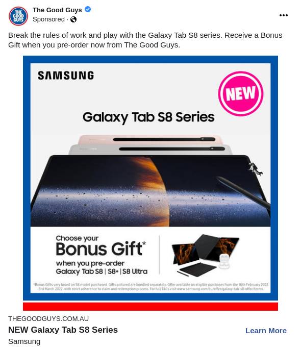 Samsung Galaxy Tab S8 Series The Good Guys Ad Bigdatr