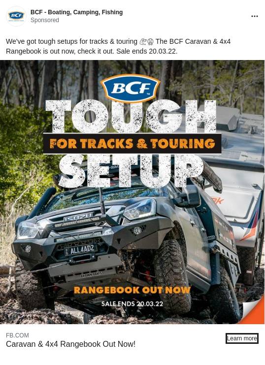 Boating, Camping and Fishing Store Online BCF Australia Ad Bigdatr