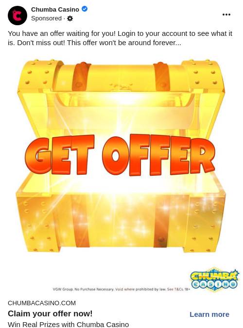 Chumba casino login ad
