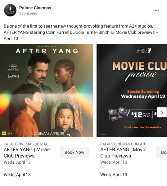 After Yang - Movie Club 'First-Look' Preview - Palace Cinemas Ad - Bigdatr