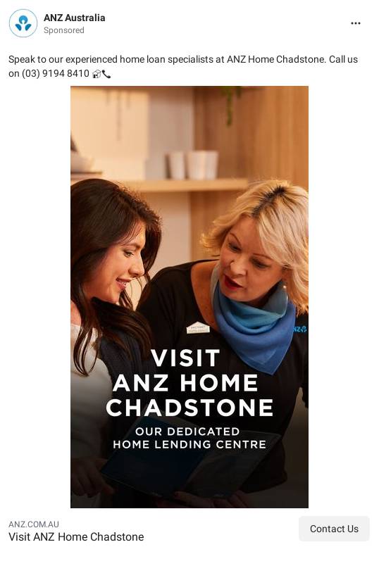 Home Centres with home loan experts ANZ Ad Bigdatr