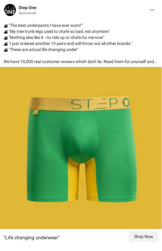 Men and Women's Bamboo Underwear, Boxers, Trunks and Briefs – Step One Ad