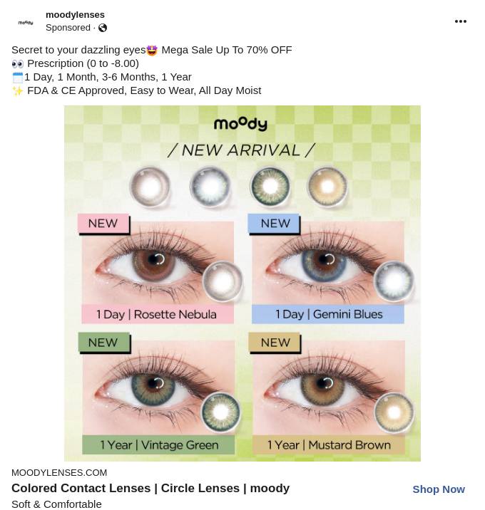 Best Colored Contact Lenses & Circle Lenses moodylenses Ad