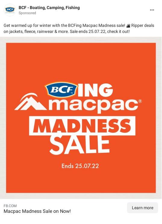 Boating, Camping and Fishing Store Online BCF Australia Ad Bigdatr