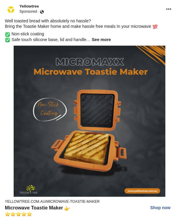 Yellow Tree Microwave Toastie Maker 