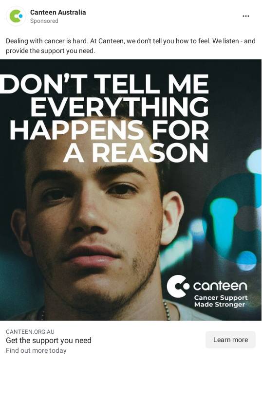 Charity For Young People Impacted by Cancer | Canteen Australia Ad