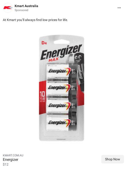 4 Pack Energizer Max D Batteries Kmart Ad