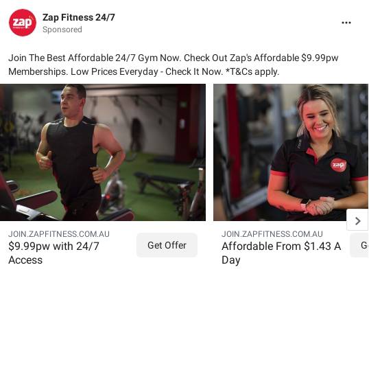 Zap Fitness Ad Bigdatr