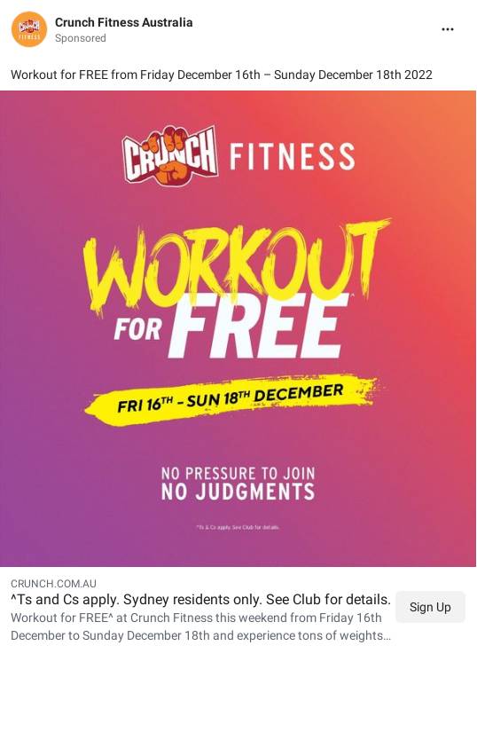 Crunch Fitness The Original No Judgments Gym! Ad