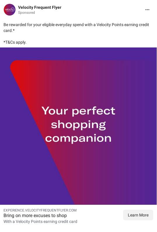 Velocity Points earning credit cards Velocity Frequent Flyer Ad Bigdatr