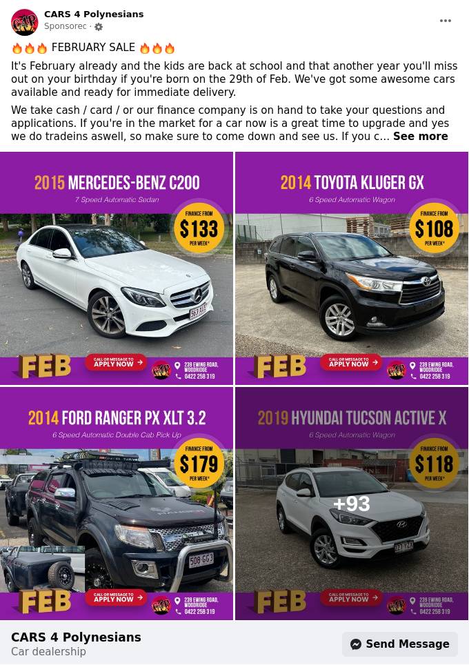 Cars 4 Polynesians Ad Bigdatr