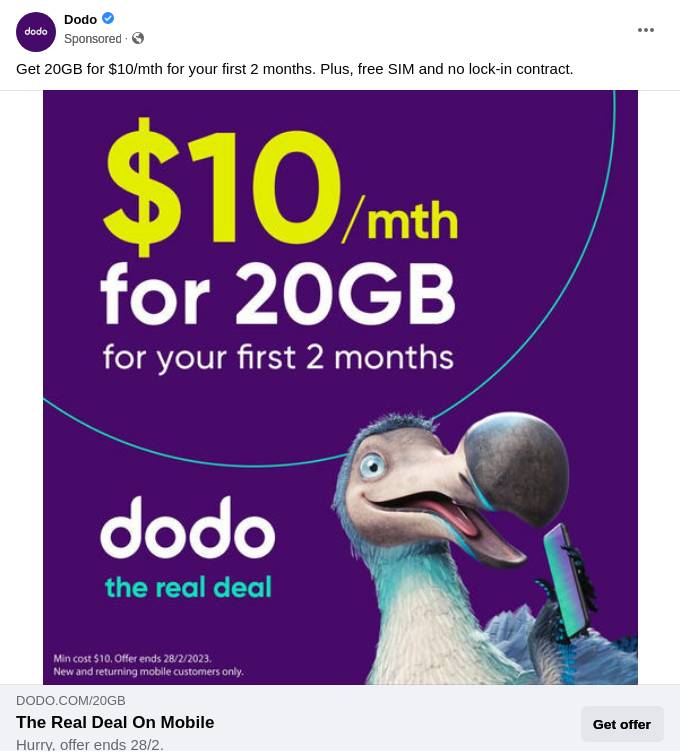 20 mobile plan Dodo Ad Bigdatr