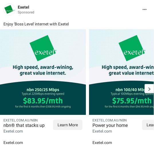 Awardwinning Cybersafe nbn™ Broadband Provider Exetel Ad