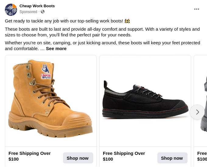 Cheap Work Boots Ad