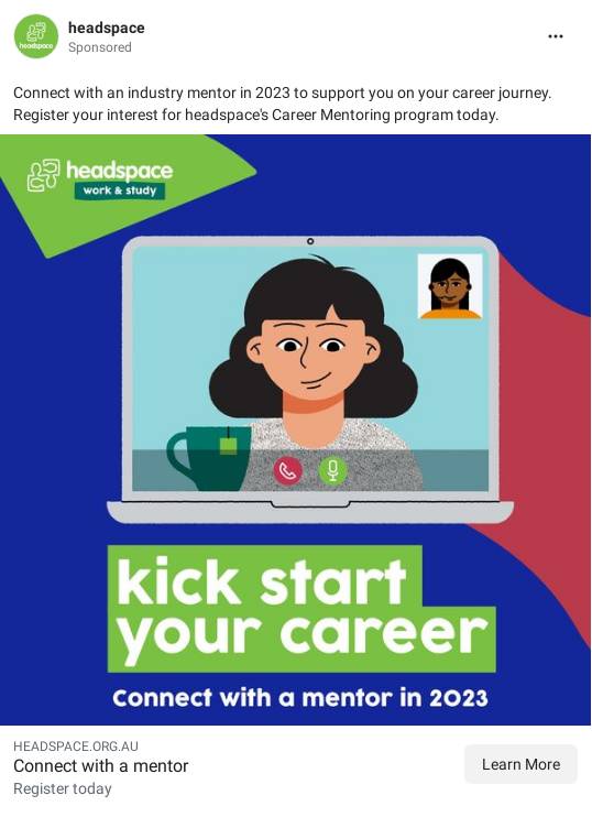 Online Career Mentoring Service headspace Ad