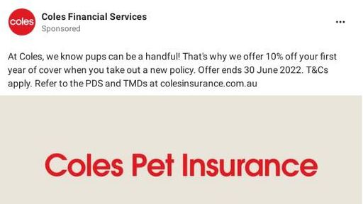 Coles Pet Insurance | Get a Quote Ad - Bigdatr